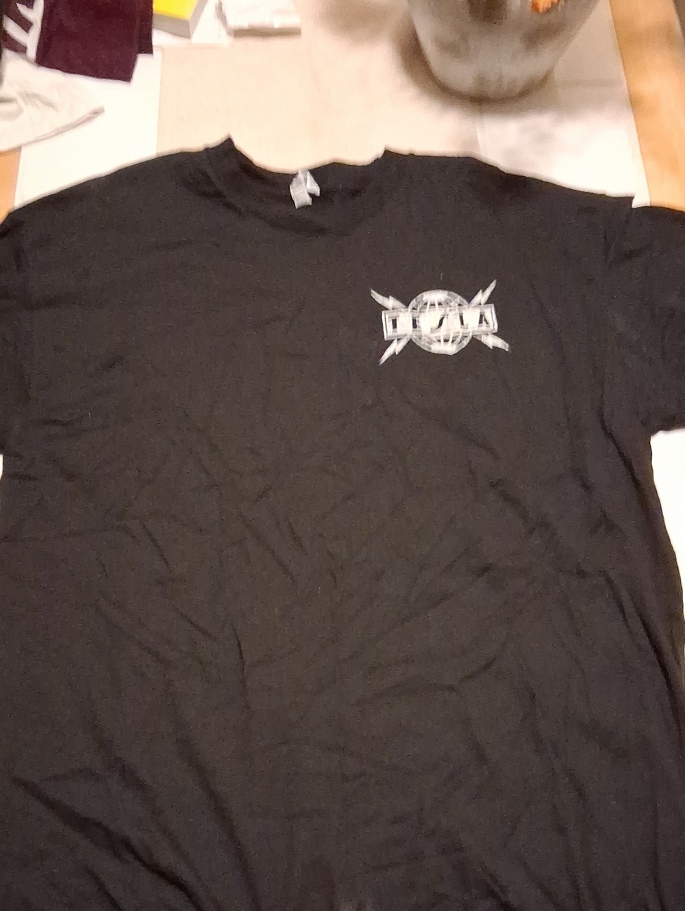 Mens Tesla Black Short Sleeve Graphic Tee with White Chest/Back Logo Size XL